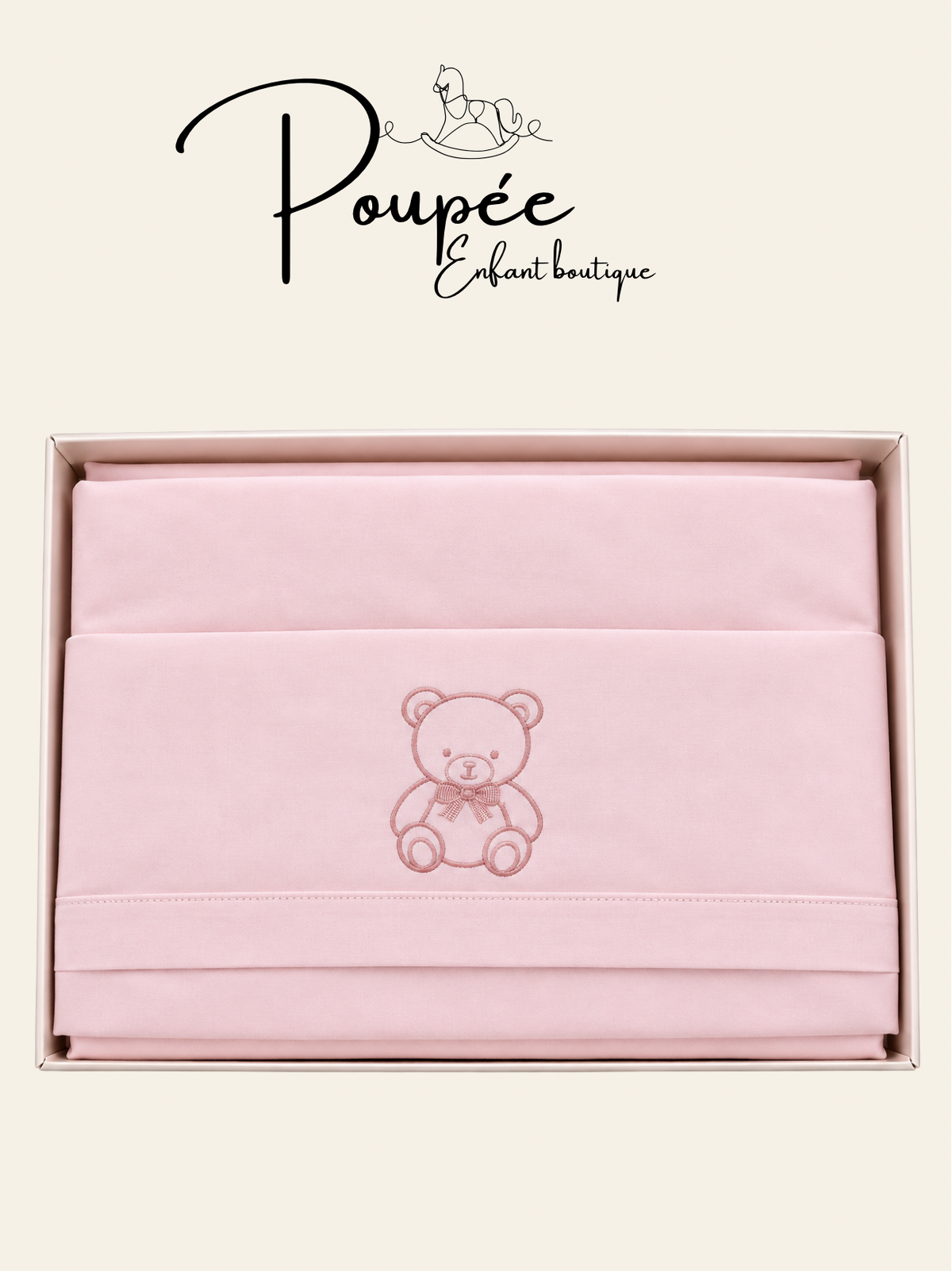 Set lenzuola culla 90x120 orsetto rosa antico