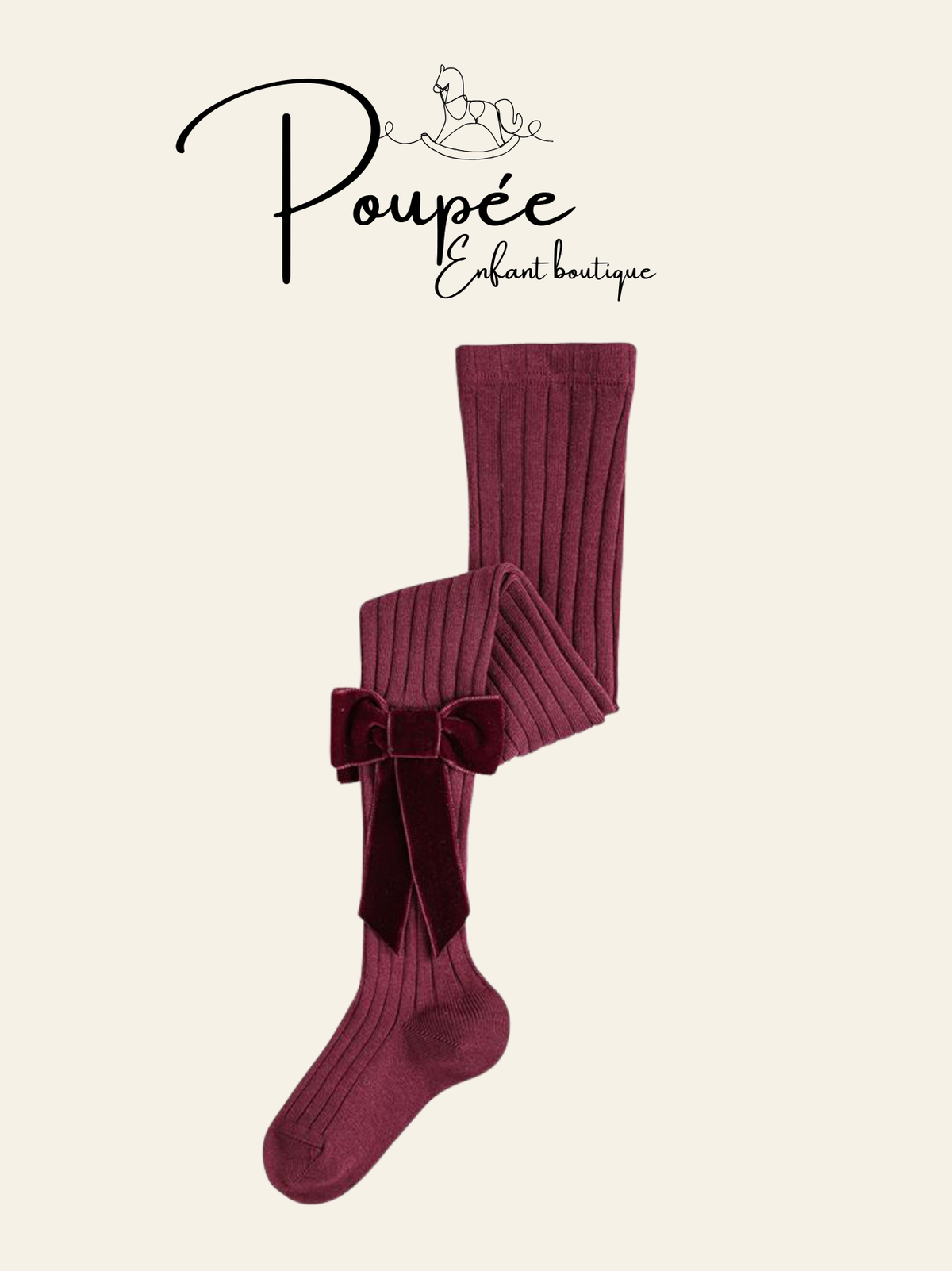Calzemaglie a coste con fiocco velluto Coquette