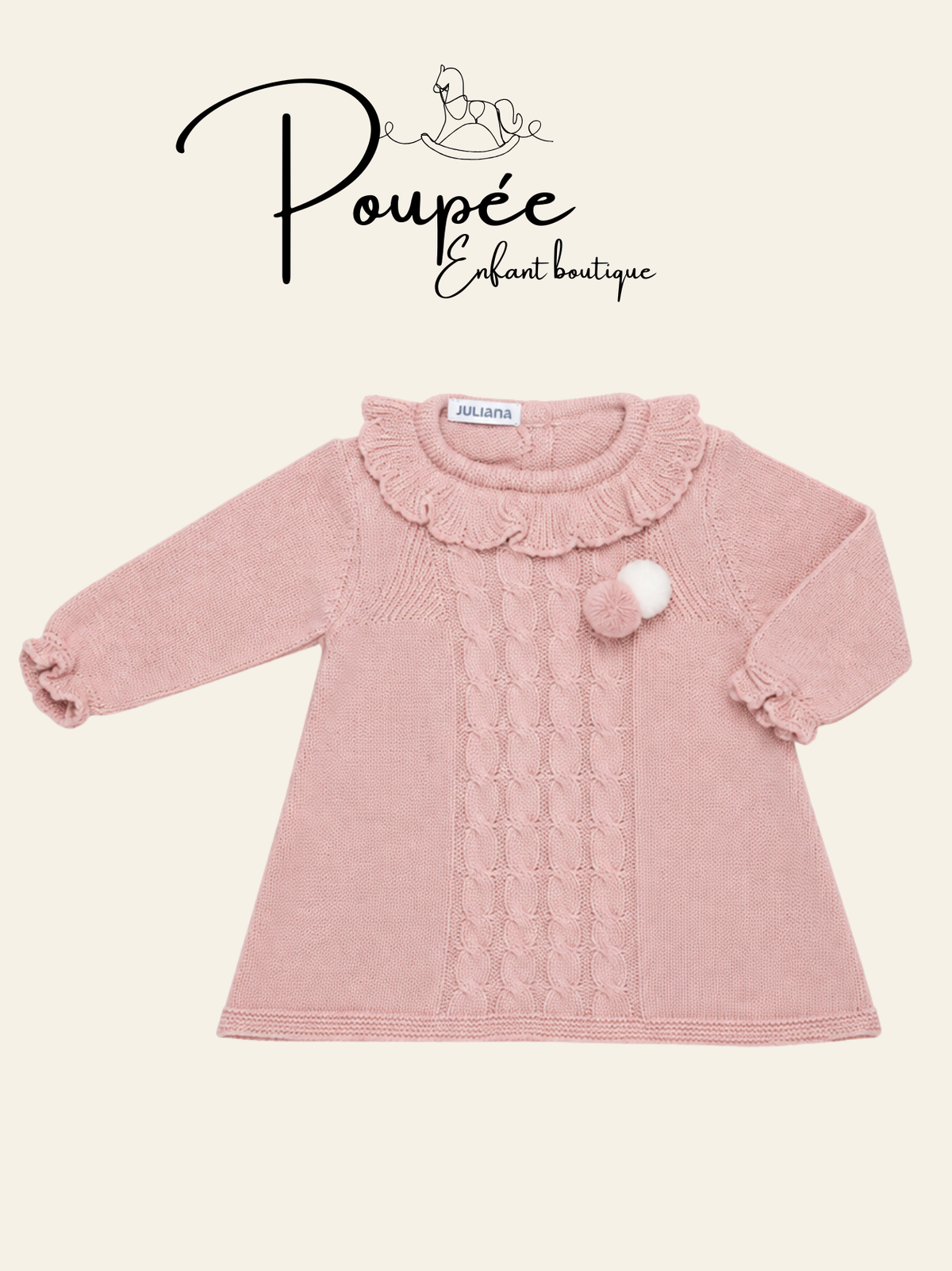 Abito in maglia pompon