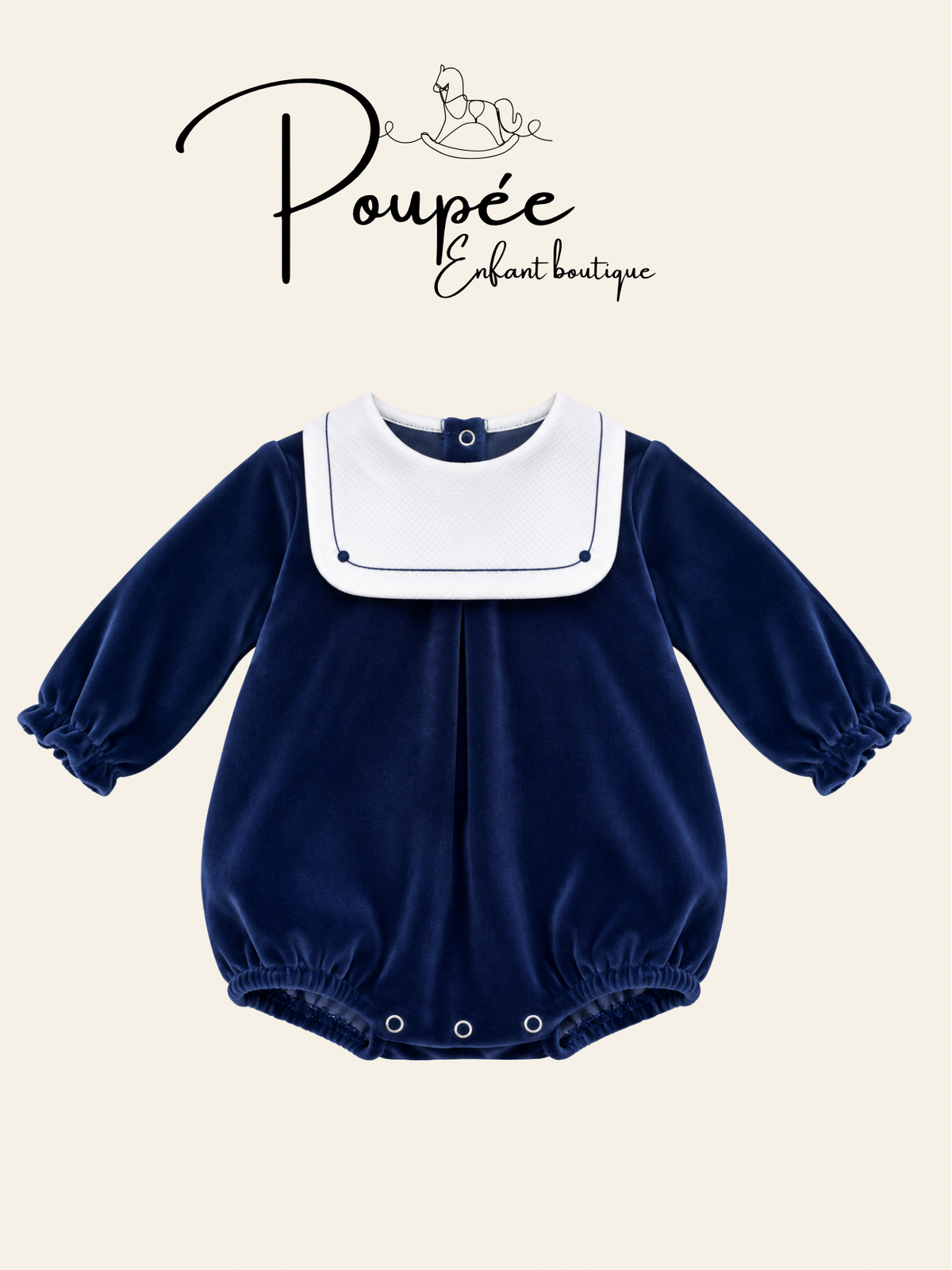 Pagliaccetto ciniglia collo bavero blu