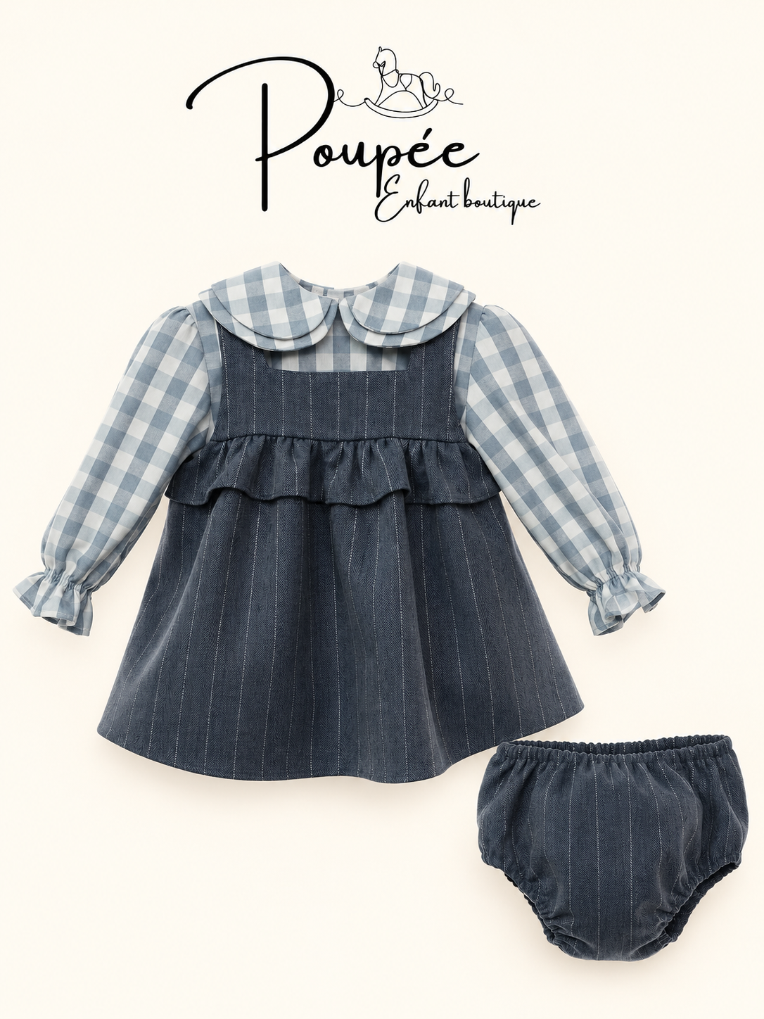 Completo Yoedu con camicia a quadri, scamiciato e culotte coordinata